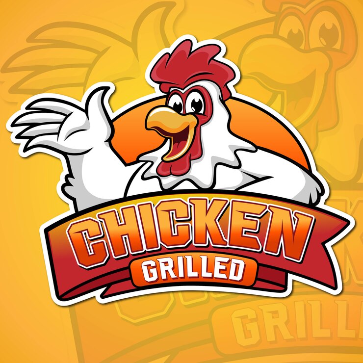 Illustration de mascotte de poulet grillé