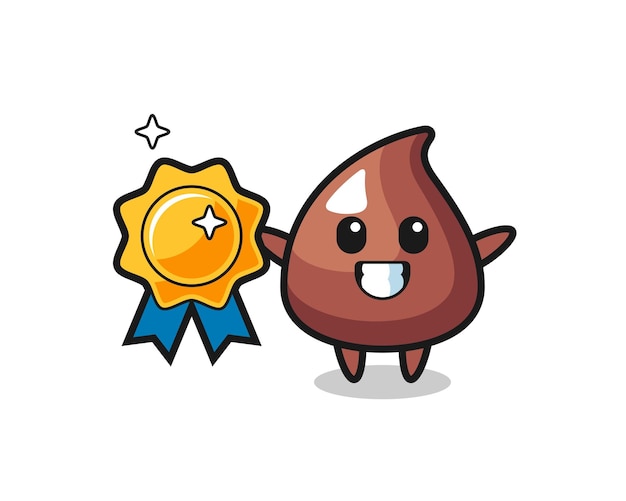 Illustration De Mascotte De Puce De Chocolat Tenant Un Badge Doré