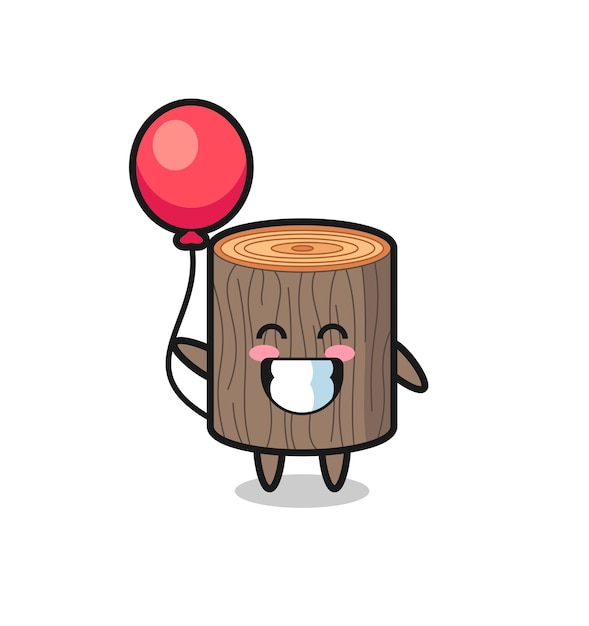 L'illustration De Mascotte De Souche D'arbre Joue Au Design Mignon De Ballon