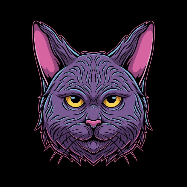 illustration de mascotte tête de chat coloré