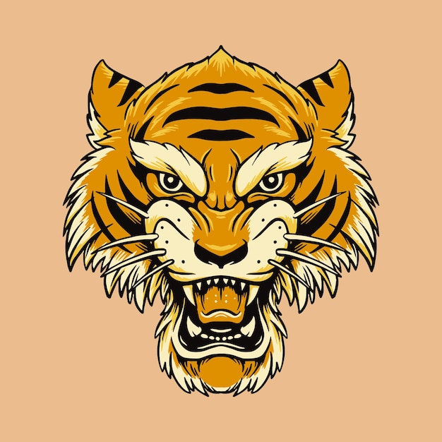 Vecteur illustration de mascotte de tête de tigre en colère