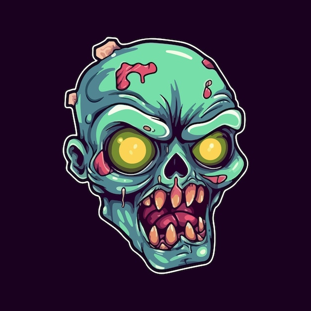 Illustration de mascotte de tête de zombie effrayant