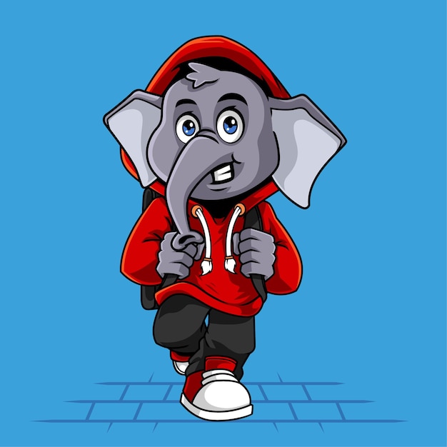 Illustration de mascotte de vecteur de marche éléphant mignon