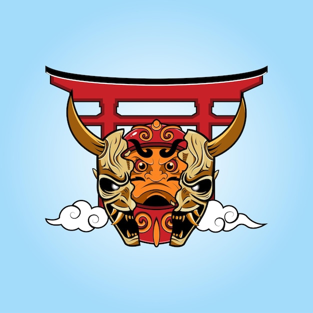 Illustration De Masque Daruma Et Oni