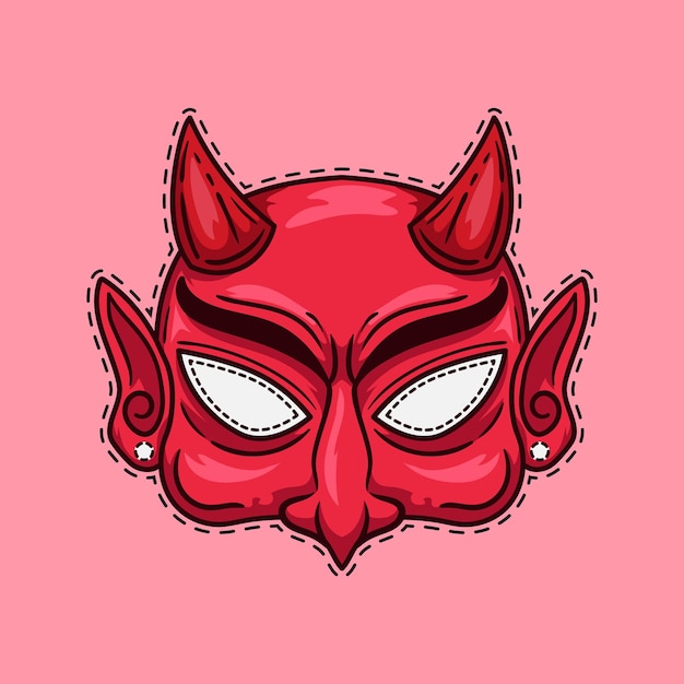 Vecteur illustration de masque halloween diable effrayant