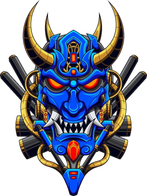 Illustration De Masque Oni Mecha Avec Vecteur De Stock De Qualité Supérieure