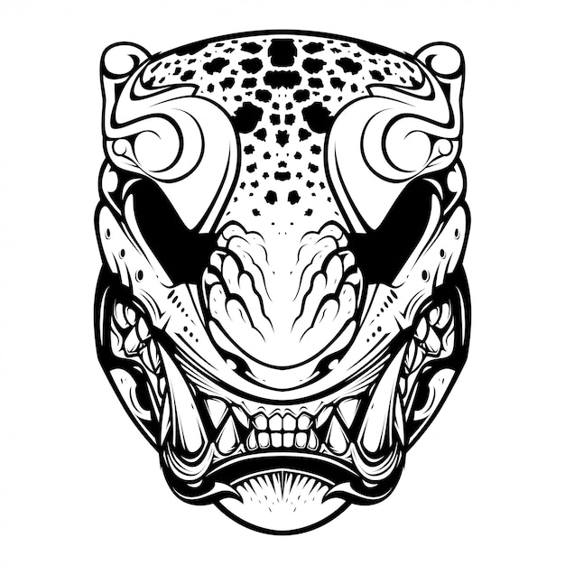 Vecteur illustration d'un masque de tigre japonais et d'un tshirt
