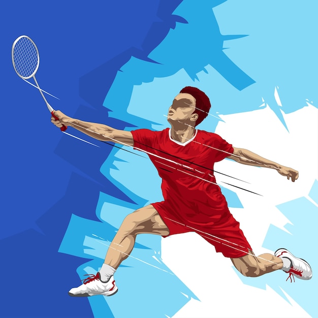 Vecteur illustration de match de joueur de badminton