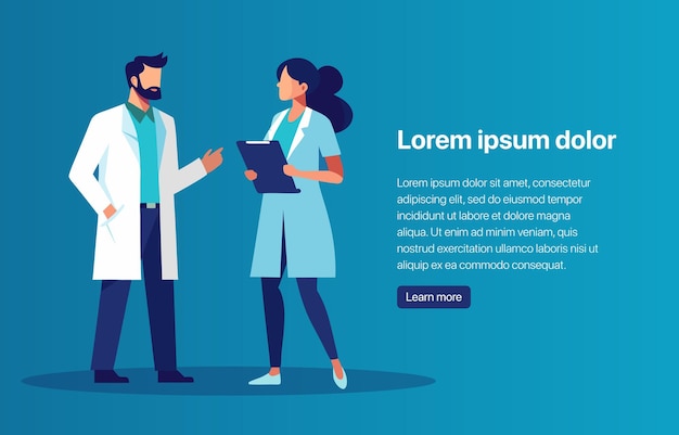 Illustration de médecins et d'infirmières engagés dans une discussion