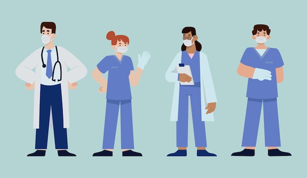Illustration de médecins et infirmières plats organiques