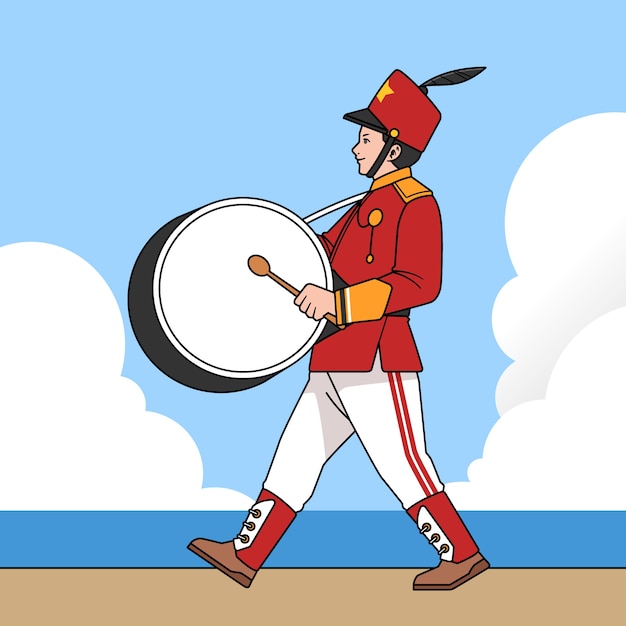 Illustration De Membre De La Fanfare Plate