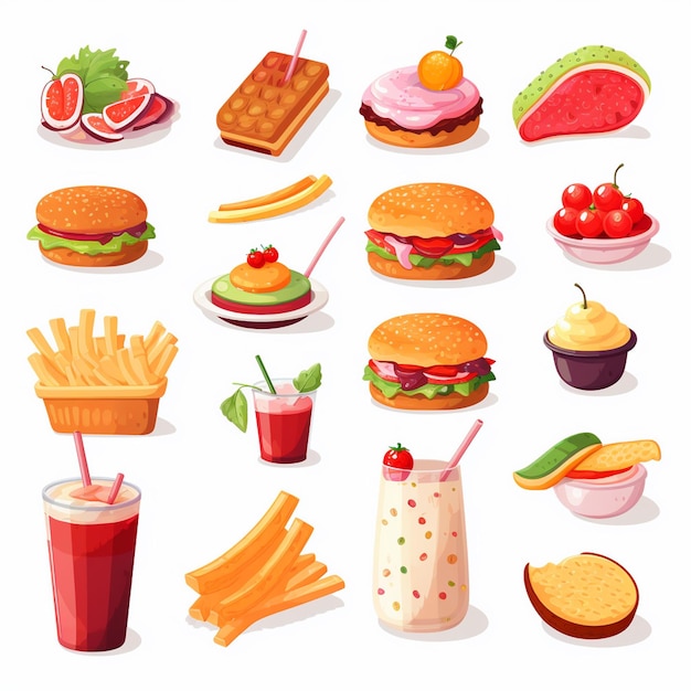 illustration de menu vectoriel nourriture repas de viande restaurant populaire set déjeuner icône dîner collation