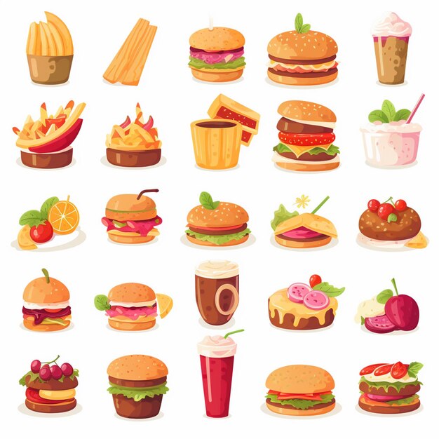 illustration de menu vectoriel nourriture repas de viande restaurant populaire set déjeuner icône dîner collation