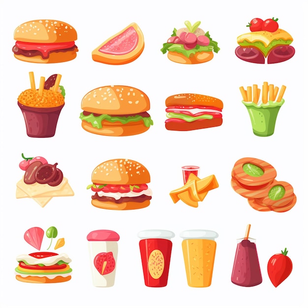 illustration de menu vectoriel nourriture repas de viande restaurant populaire set déjeuner icône dîner collation