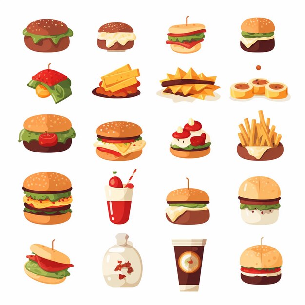 illustration de menu vectoriel nourriture repas de viande restaurant populaire set déjeuner icône dîner collation