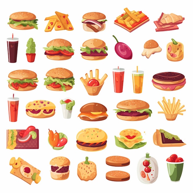 illustration de menu vectoriel nourriture repas de viande restaurant populaire set déjeuner icône dîner collation