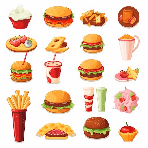 illustration de menu vectoriel nourriture repas de viande restaurant populaire set déjeuner icône dîner collation