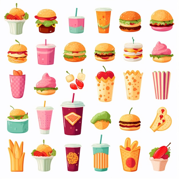 illustration de menu vectoriel nourriture repas de viande restaurant populaire set déjeuner icône dîner collation