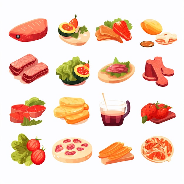 Vecteur illustration de menu vectoriel nourriture repas de viande restaurant populaire set déjeuner icône dîner collation
