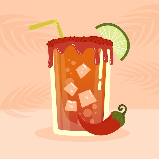 Illustration de michelada fraîche dessinée à la main