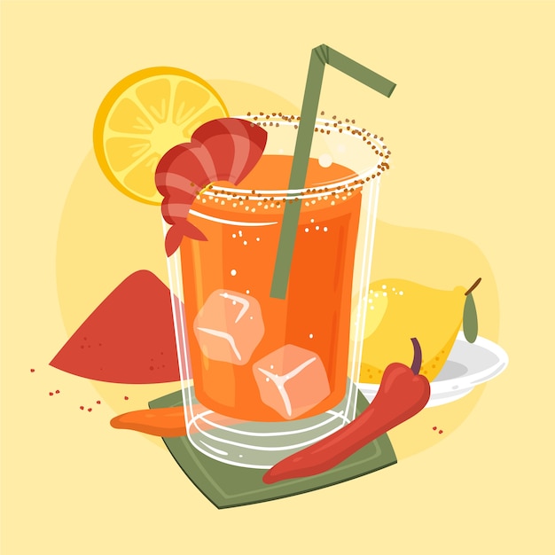 Vecteur illustration de michelada fraîche dessinée à la main