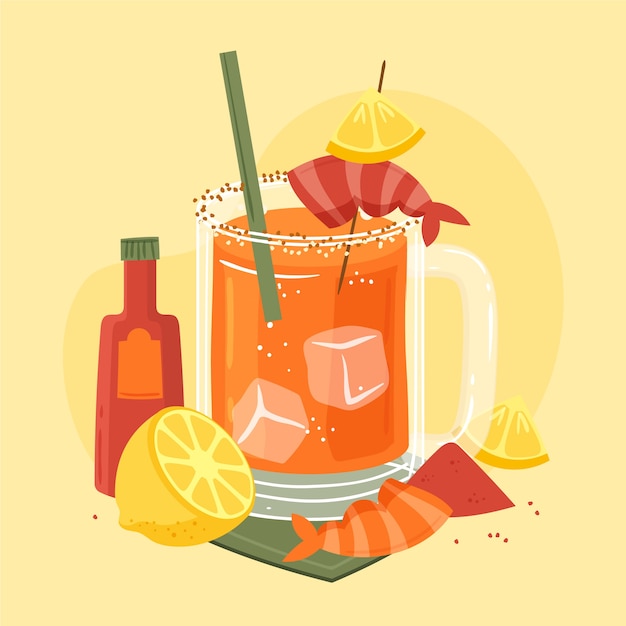 Vecteur illustration de michelada fraîche dessinée à la main