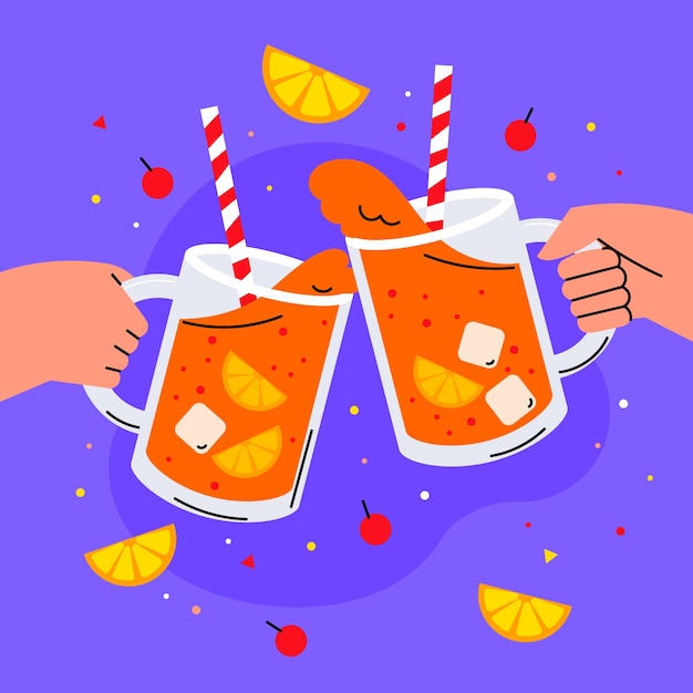 Illustration de michelada fraîche dessinée à la main