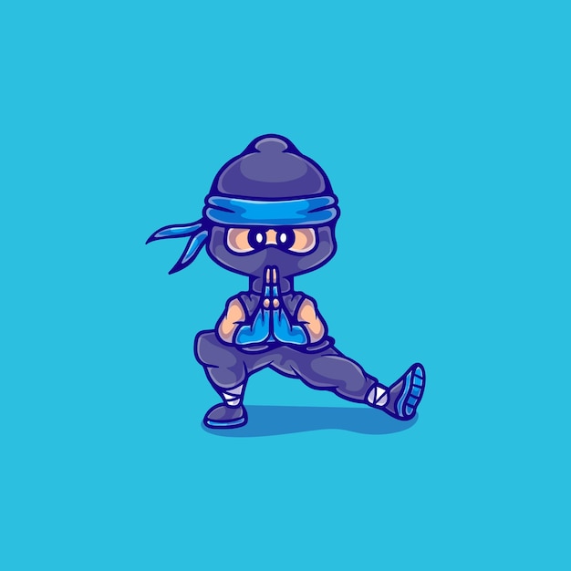 Vecteur illustration de mignon garçon ninja