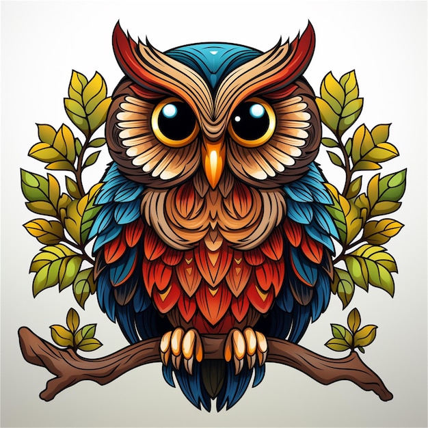 Illustration D'un Mignon Hibou Sur Un Fond Blanc Illustration Vectorielle