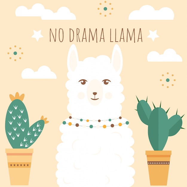 Illustration D'un Mignon Lama Blanc