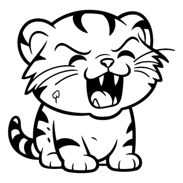 Vecteur illustration d'un mignon personnage de dessin animé de tigre personnage de mascotte