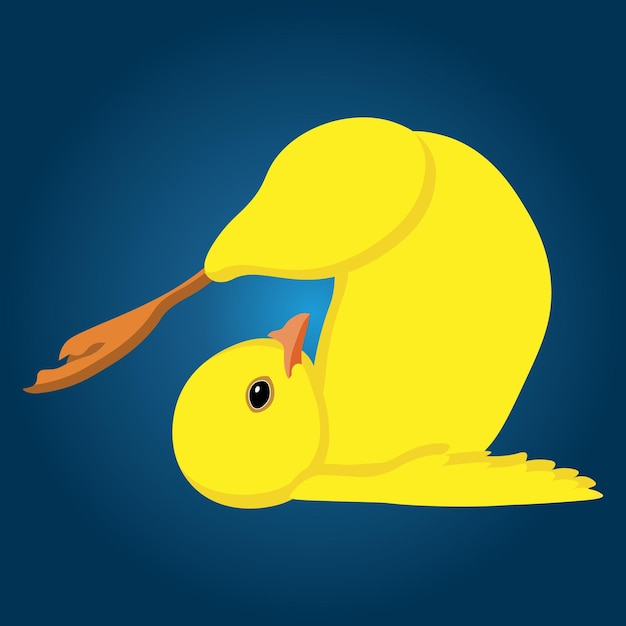 Illustration Mignon Poussin Jaune En Posture De Gymnastique Poussin En Pose De Yoga Illustration De Dessin Animé