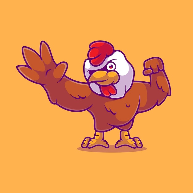 Illustration mignonne de coq de poulet appropriée à la conception d'autocollant et de t-shirt de mascotte