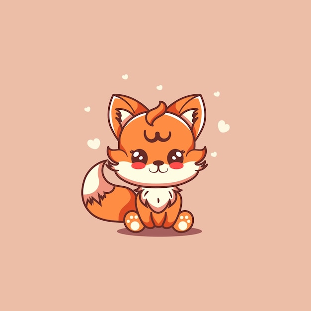 Vecteur illustration mignonne du style kawaii fox