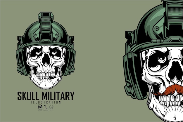 Illustration Militaire Du Crâne 1 Format Prêt Eps 10