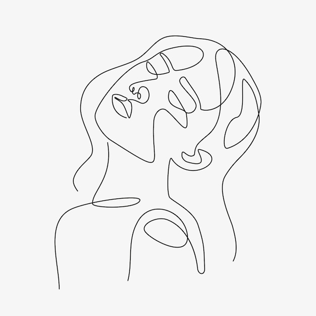 Illustration minimale de femme dessinée à la main. Dessin de style sur une ligne.