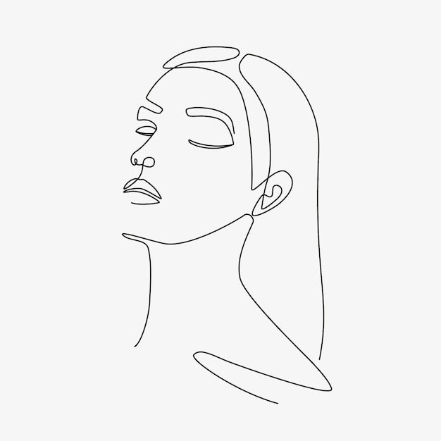 Illustration minimale de femme dessinée à la main. Dessin de style sur une ligne.