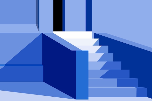 Vecteur illustration minimale de marches d'escalier bleu