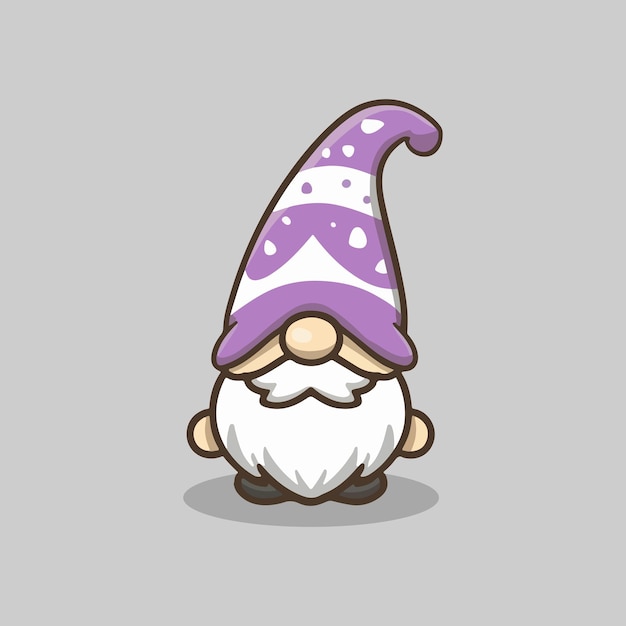 Vecteur illustration minimaliste de kawaii gnome chapeau pourpre simplicité abstraite et élégance conception propre