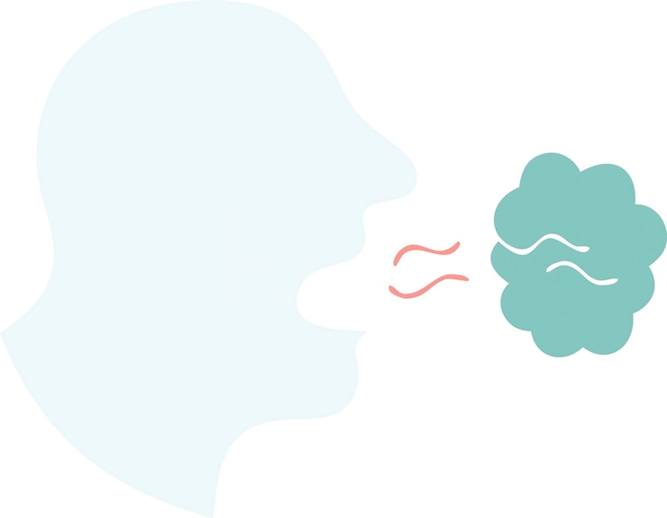 Vecteur illustration minimaliste silhouette de profil forme de tête bleu pâle symbole de nuage teal