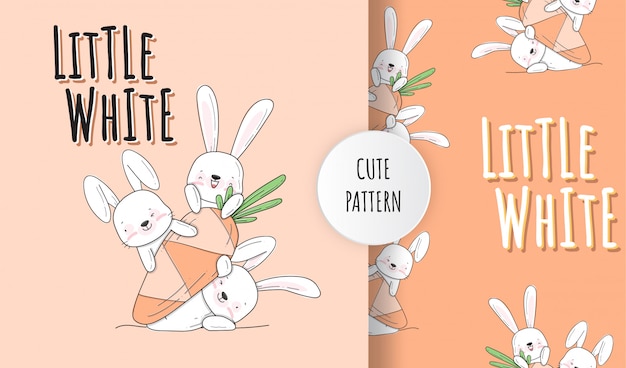 Illustration De Modèle Animal Plat Mignon Petit Lapin