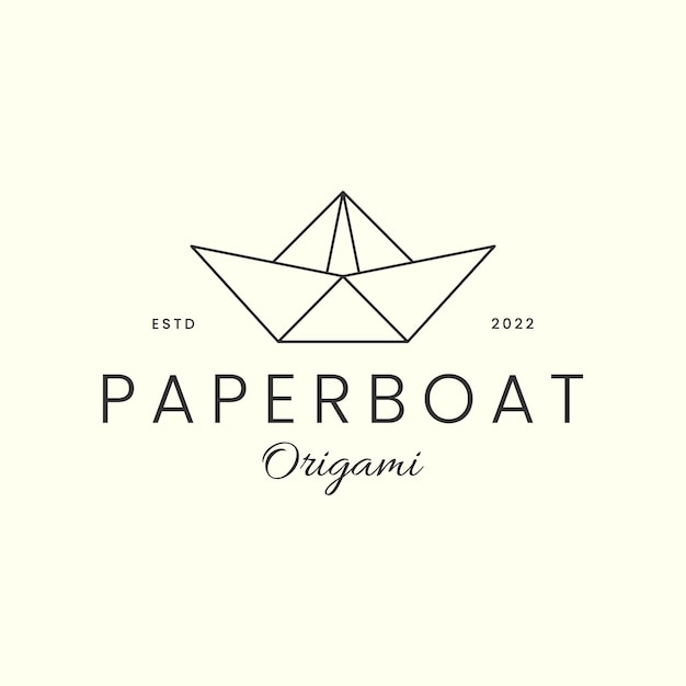 Illustration de modèle de conception d'icône de vecteur de logo de style de bateau de papier linéaire
