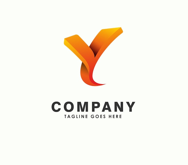 Illustration de modèle de conception de logo tridimensionnel lettre Y orange