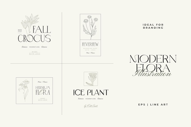 Illustration de modèle de logo de fleur vintage pour la marque