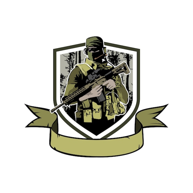 Illustration Modèle de logo de force de spécification de l'armée militaire