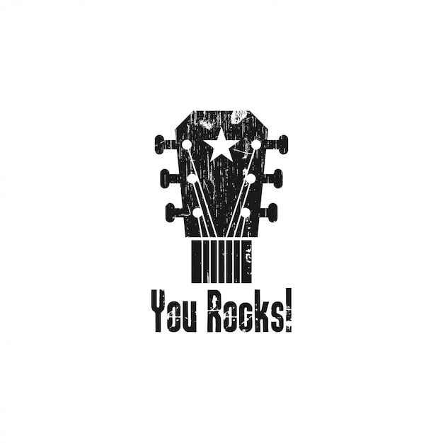 Illustration De Modèle De Logo De Guitare Rock