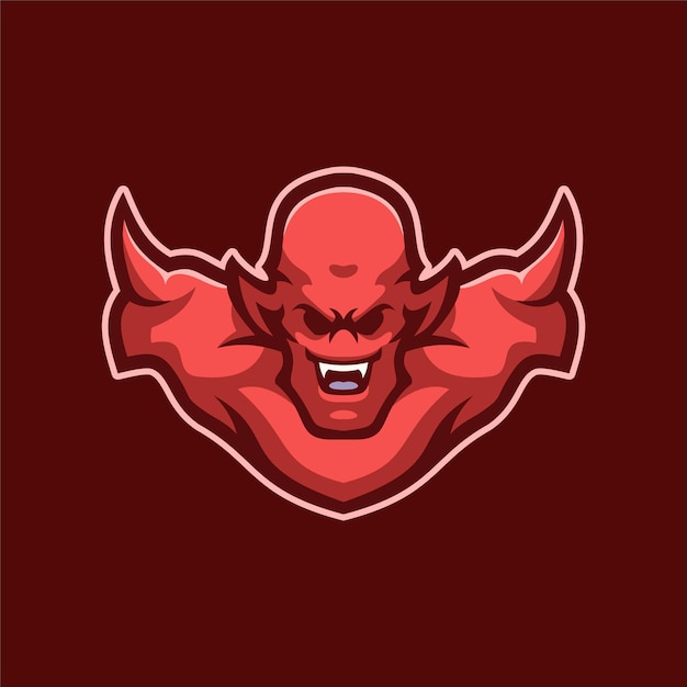 Illustration De Modèle De Logo De Tête De Diable. Jeu De Logo Esport Vecteur Premium