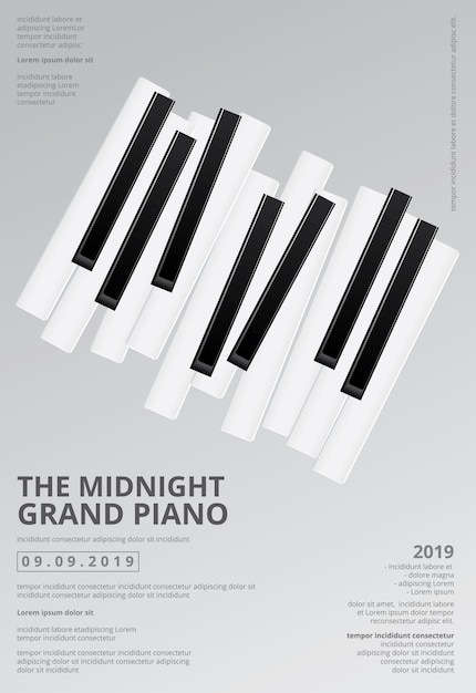 Illustration De Modèle De Musique Affiche Piano à Queue Fond