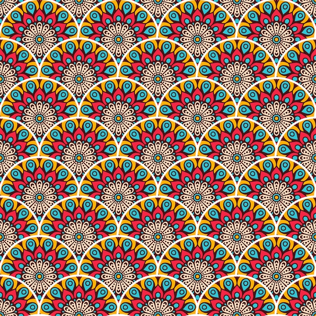 Illustration De Modèle Sans Couture De Mandala Coloré