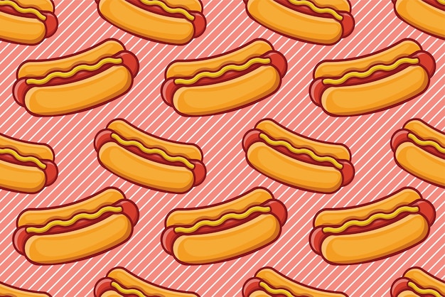 Illustration de modèle sans couture de restauration rapide de hot-dog